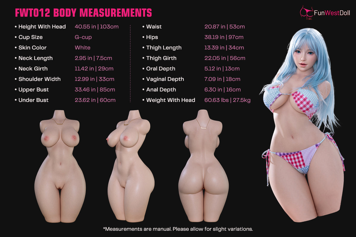Alice E (G-Cup) (103cm) | EU In Stock Sex Doll Torso | Funwest Doll