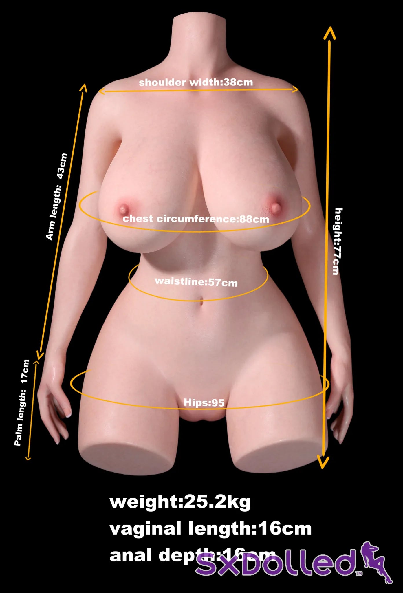 Ada B (J-Cup) (97cm) | Mature Sex Doll Torso With Arms | MD Doll - J-Cup / 97cm / Brunette - Sex Torso