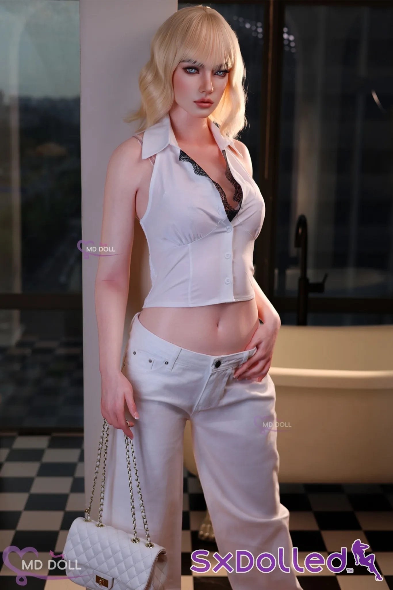 Joan A (D-Cup) (166cm) | Blue Piercing Eyes Sex Doll | MD Doll - D-Cup / 166cm / Blonde - Sex Doll