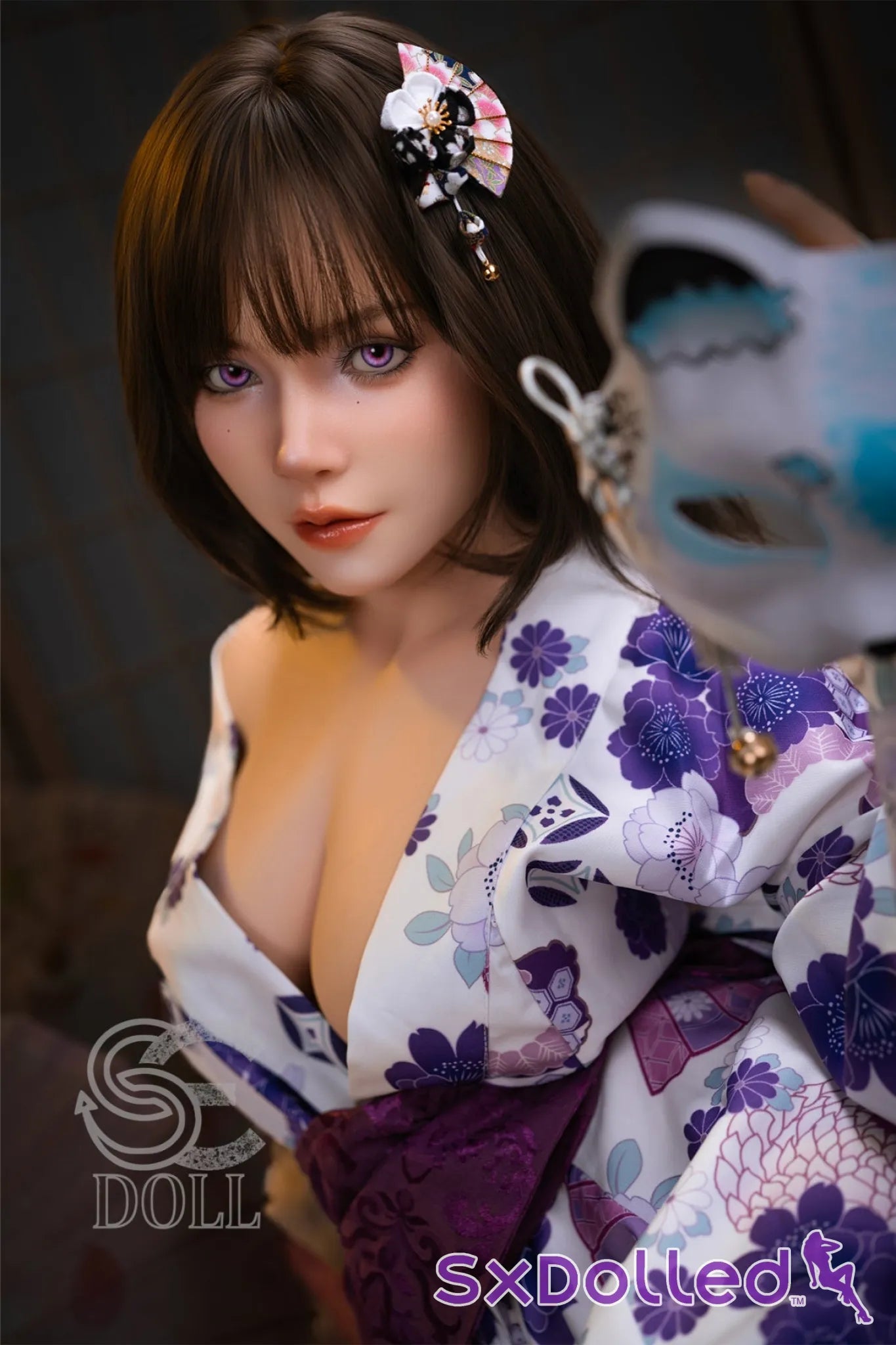 Kemeny.E (D Cup) (155cm) | Purple Eyed Kimono Sex Doll | SE Doll D Cup / 155cm / Brunette Sex Doll